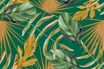 Seamless tropical leaves pattern