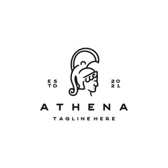 Goddess greek Athena Line art Logo Design template. Elegant, luxury, premium vector