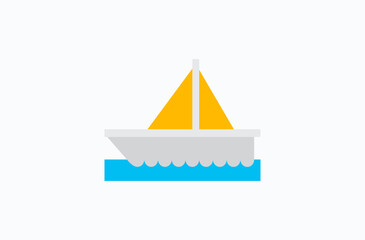 Sailboat vector flat icon. Isolated sailboat emoji illustration