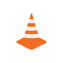 Orange highway traffic cone vector icon