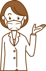 マスクを着用している女医のイメージイラスト（案内）