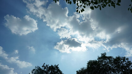 The beautiful sky view with the blue sky and white clouds