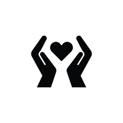 Hand heart glyph icon. Simple solid style. Holding, pictogram, care, graphic, life, health, save, love, give, charity concept. Vector illustration isolated on white background. EPS 10