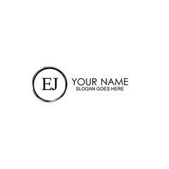 EJ Initials handwritten minimalistic logo template vector