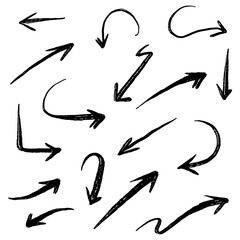 hand drawn Arrows icons Set. arrow icon with various directions. Doodle vector illustration. isolated on a white background.