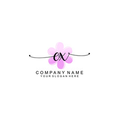 EX Initials handwritten minimalistic logo template vector