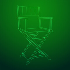 Director movie workplace chair. Wireframe low poly mesh