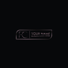 FC Initials handwritten minimalistic logo template vector