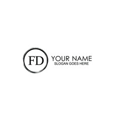 FD Initials handwritten minimalistic logo template vector