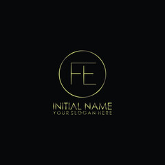 FE Initials handwritten minimalistic logo template vector