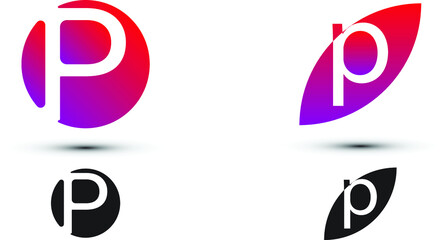 P letter logo with two styles and gradient colors