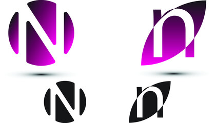 N letter logo with two styles and gradient colors