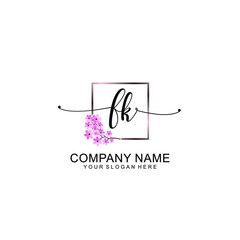 FK Initials handwritten minimalistic logo template vector