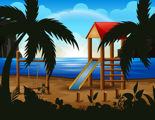 Background of a playground on the beach