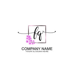 FQ Initials handwritten minimalistic logo template vector