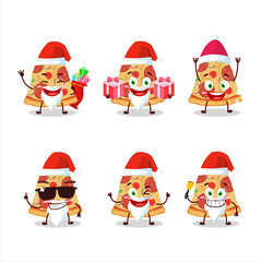 Santa Claus emoticons with slice of beef pizza cartoon character
