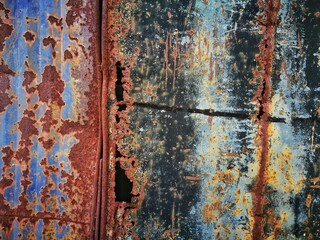Iron surface color blue and black with rust color Orange