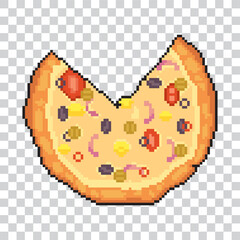 pixel art fast food typical italian pizza with cheese topping