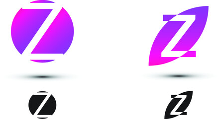 Z letter logo with two styles and gradient colors