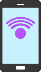Black smartphone with white screen, menu button and camera, vector eps10. Smartphone mobile phone black color top view. Black Smartphone top, isolated on white.