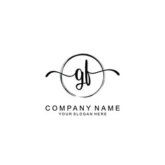 GF Initials handwritten minimalistic logo template vector
