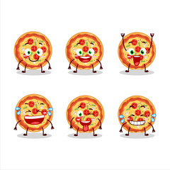 Cartoon character of tomato cheese pizza with smile expression