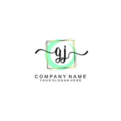 GJ Initials handwritten minimalistic logo template vector