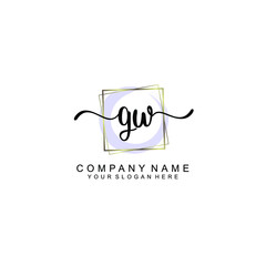 GW Initials handwritten minimalistic logo template vector