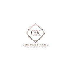 GX Initials handwritten minimalistic logo template vector