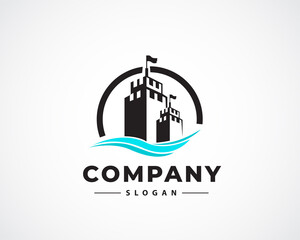 circle castle art drawing great wall logo symbol design illustration © syafart