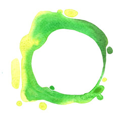 Green color wreath watercolor for decoration on spring, natural and toxic theme concept.