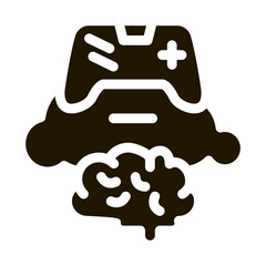 game brain and cloud glyph icon vector. game brain and cloud sign. isolated symbol illustration