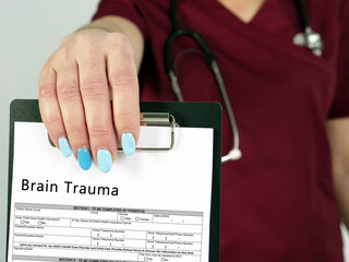 Medical concept about Brain Trauma Concussion with phrase on the piece of paper.