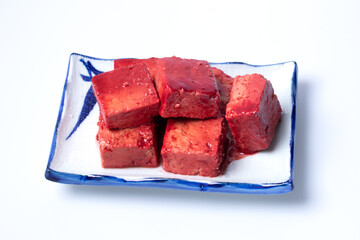 Chinese Fermented Bean Curd (Fu Ru) on white background