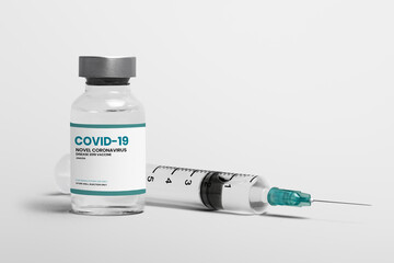 Covid 19 vaccine vial with a needle syringe