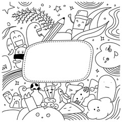 Cute monster doodle isolated on white background