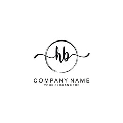HB Initials handwritten minimalistic logo template vector