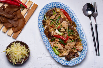 Stir-fried chicken with ginger and vegetables Thai food