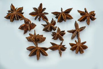 Mumbai , India - 15 March 2021, Illicium verum or star anise on white background at Mumbai Maharashtra India
