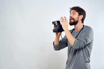 Fototapeta premium photographer professional creative technology paparazzi light background