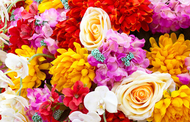 Colorful artificial flowers