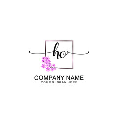 HO Initials handwritten minimalistic logo template vector