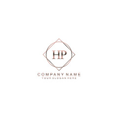 HP Initials handwritten minimalistic logo template vector