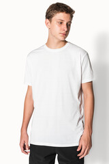 Fototapeta premium White basic t-shirt for boys&rsquo; teen&rsquo;s apparel studio shoot
