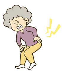 腰を痛めたシニア女性のイラスト