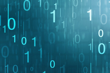 2d illustration abstract digital binary data on computer screen