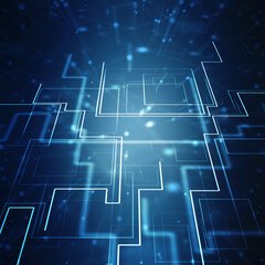 2d illustration Abstract futuristic electronic circuit technology background