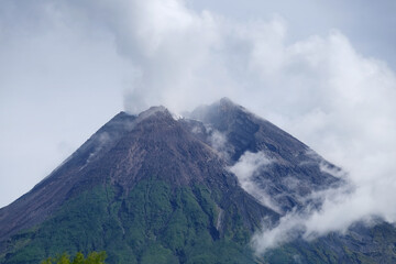 Volcano eruption of Mount Merapi in Yogyakarta, Java island, Indonesia.