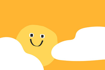 Cute orange background with doodle happy icon