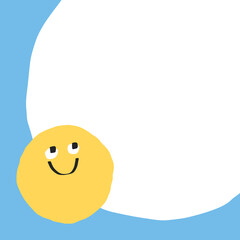 Blue border frame with cute smiley doodle icon